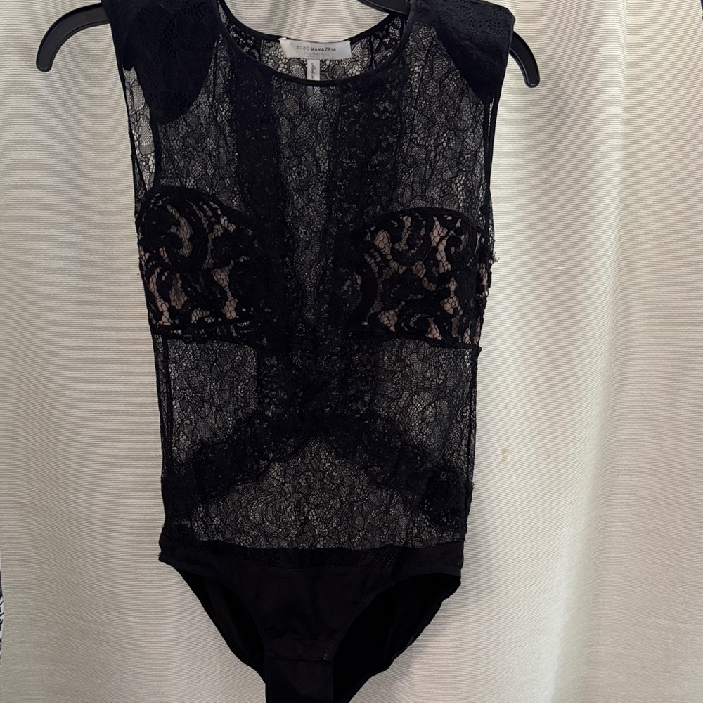 BCBGMaxAzria Black Lace Bodysuit